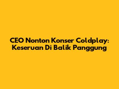 CEO Nonton Konser Coldplay: Keseruan Di Balik Panggung