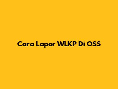 Cara Lapor WLKP Di OSS