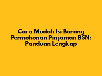 Cara Mudah Isi Borang Permohonan Pinjaman BSN: Panduan Lengkap