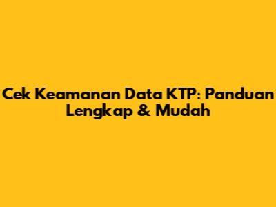 Cek Keamanan Data KTP: Panduan Lengkap & Mudah