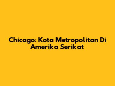 Chicago: Kota Metropolitan Di Amerika Serikat