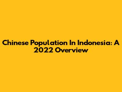 Chinese Population In Indonesia: A 2022 Overview