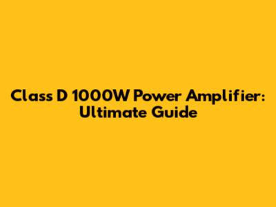 Class D 1000W Power Amplifier: Ultimate Guide