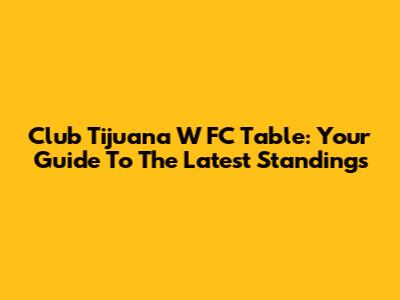 Club Tijuana W FC Table: Your Guide To The Latest Standings