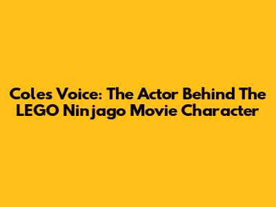 Cole's Voice: The Actor Behind The LEGO Ninjago Movie Character