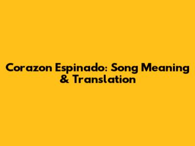 Corazon Espinado: Song Meaning & Translation