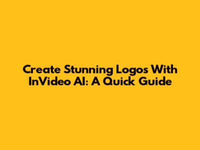 Create Stunning Logos With InVideo AI: A Quick Guide