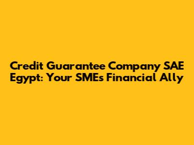 Credit Guarantee Company SAE Egypt: Your SME's Financial Ally