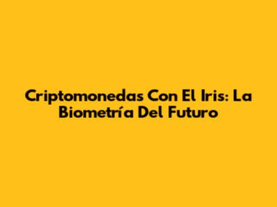 Criptomonedas Con El Iris: La Biometría Del Futuro