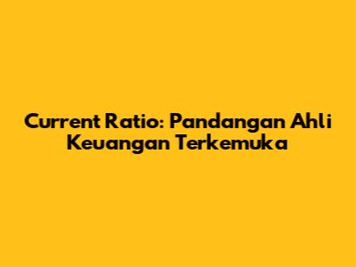 Current Ratio: Pandangan Ahli Keuangan Terkemuka