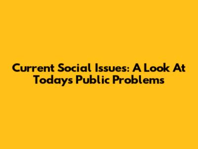 Current Social Issues: A Look At Today's Public Problems