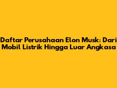 Daftar Perusahaan Elon Musk: Dari Mobil Listrik Hingga Luar Angkasa