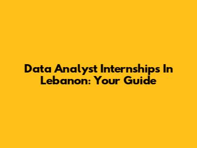 Data Analyst Internships In Lebanon: Your Guide