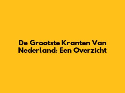 De Grootste Kranten Van Nederland: Een Overzicht
