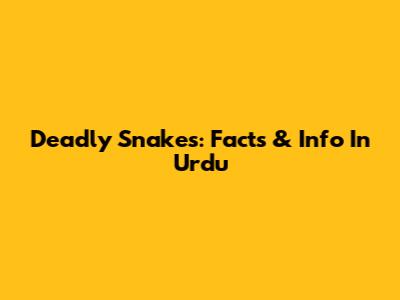 Deadly Snakes: Facts & Info In Urdu