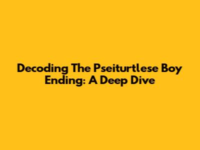 Decoding The Pseiturtlese Boy Ending: A Deep Dive