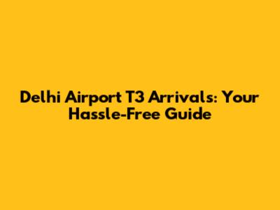 Delhi Airport T3 Arrivals: Your Hassle-Free Guide