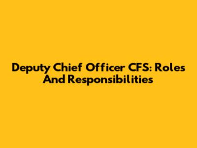 Deputy Chief Officer CFS: Roles And Responsibilities