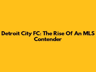 Detroit City FC: The Rise Of An MLS Contender