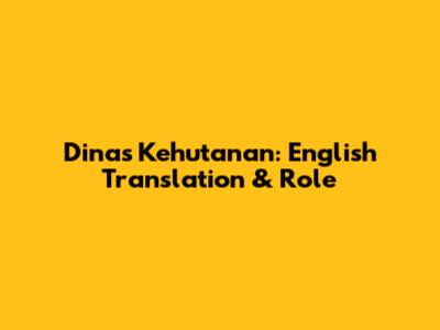 Dinas Kehutanan: English Translation & Role