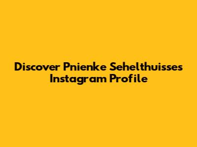 Discover Pnienke Sehelthuisse's Instagram Profile