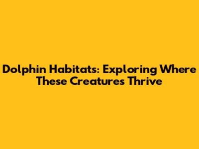 Dolphin Habitats: Exploring Where These Creatures Thrive