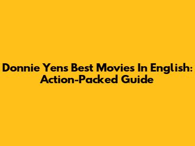 Donnie Yen's Best Movies In English: Action-Packed Guide