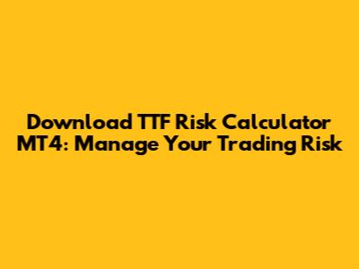 Download TTF Risk Calculator MT4: Manage Your Trading Risk