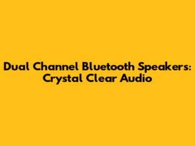 Dual Channel Bluetooth Speakers: Crystal Clear Audio