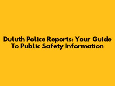 Duluth Police Reports: Your Guide To Public Safety Information