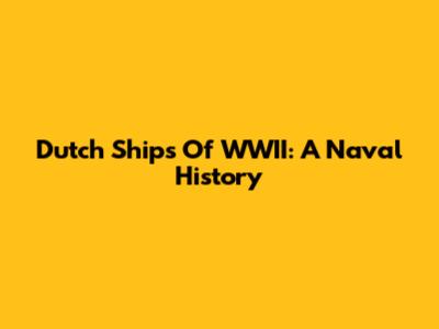 Dutch Ships Of WWII: A Naval History