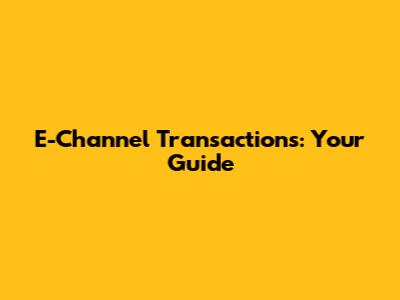 E-Channel Transactions: Your Guide