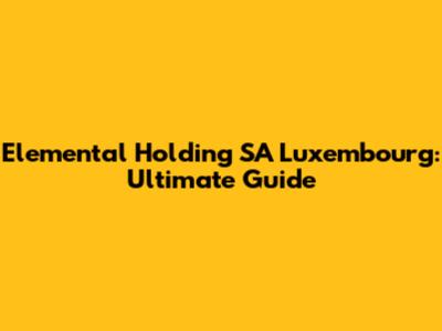 Elemental Holding SA Luxembourg: Ultimate Guide