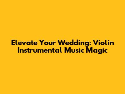 Elevate Your Wedding: Violin Instrumental Music Magic