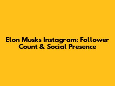 Elon Musk's Instagram: Follower Count & Social Presence