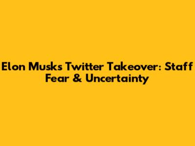 Elon Musk's Twitter Takeover: Staff Fear & Uncertainty