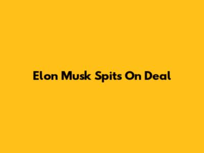 Elon Musk Spits On Deal
