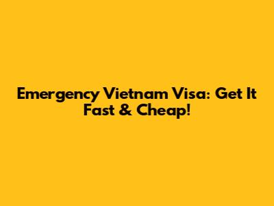 Emergency Vietnam Visa: Get It Fast & Cheap!