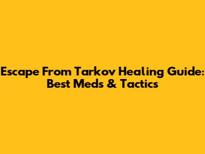 Escape From Tarkov Healing Guide: Best Meds & Tactics