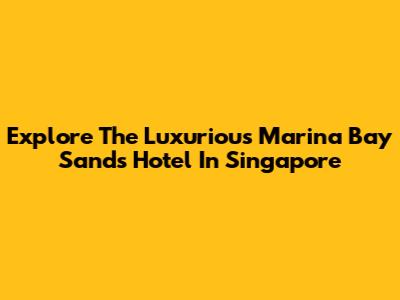 Explore The Luxurious Marina Bay Sands Hotel In Singapore