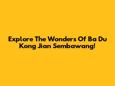 Explore The Wonders Of Ba Du Kong Jian Sembawang!