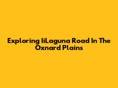 Exploring IiLaguna Road In The Oxnard Plains