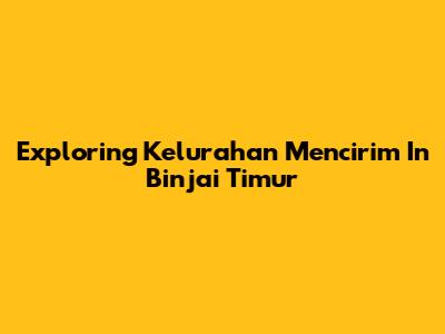 Exploring Kelurahan Mencirim In Binjai Timur