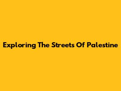 Exploring The Streets Of Palestine