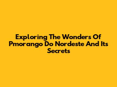 Exploring The Wonders Of 'Pmorango Do Nordeste' And Its Secrets