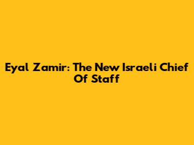 Eyal Zamir: The New Israeli Chief Of Staff