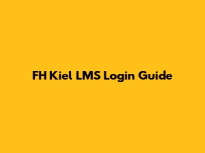 FH Kiel LMS Login Guide