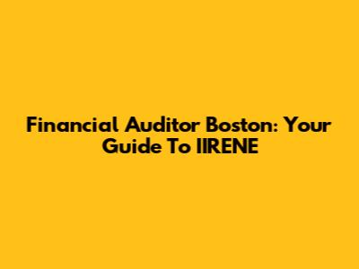 Financial Auditor Boston: Your Guide To IIRENE