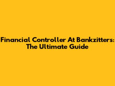 Financial Controller At Bankzitters: The Ultimate Guide