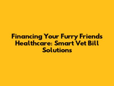 Financing Your Furry Friend's Healthcare: Smart Vet Bill Solutions